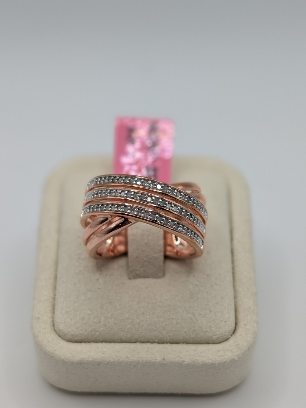Rose Gold Multi-Row Pave Crystal Women's Ring
